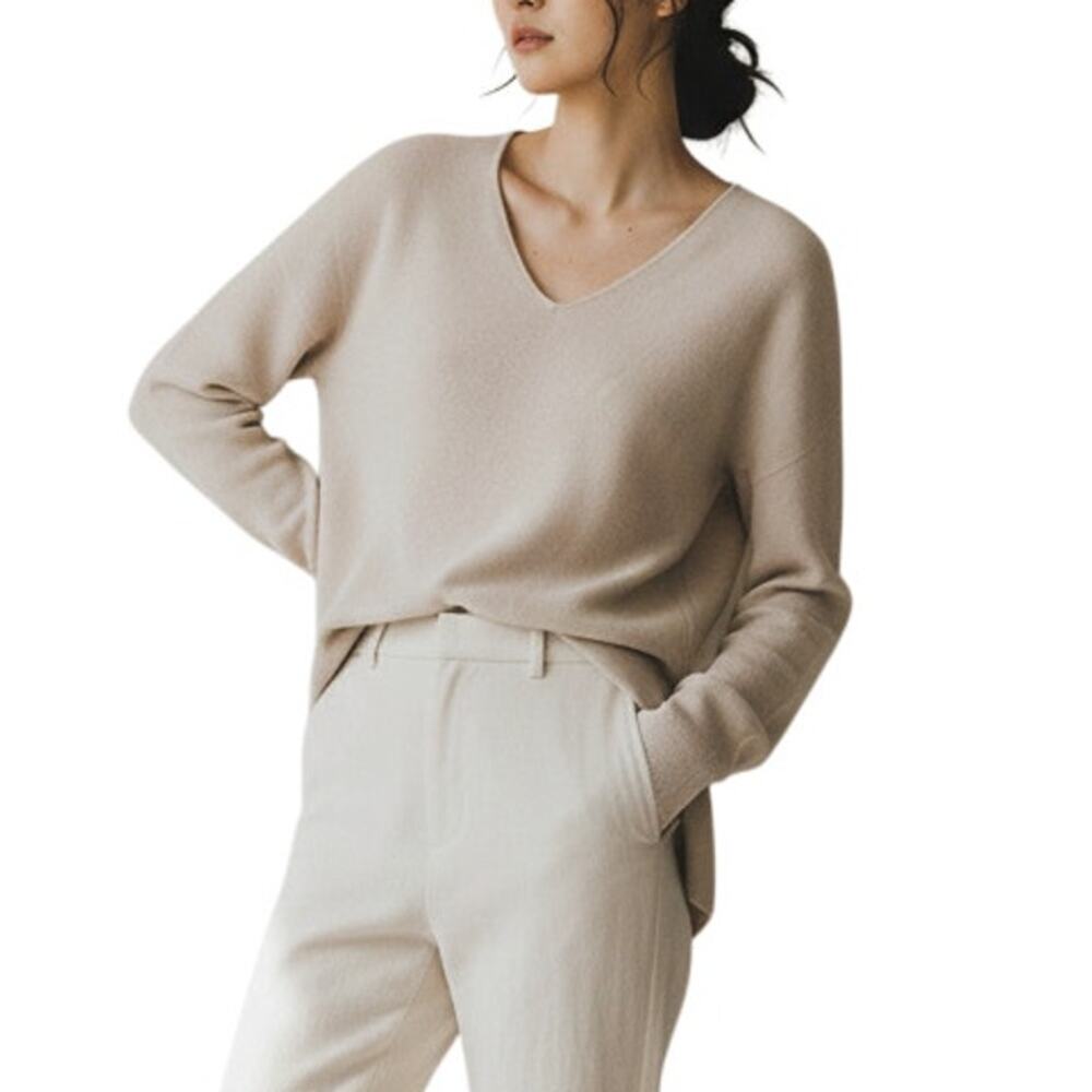 Vince White Linen Knit V-Neck High Low Sweater Open Back Long Sleeve Womens XS